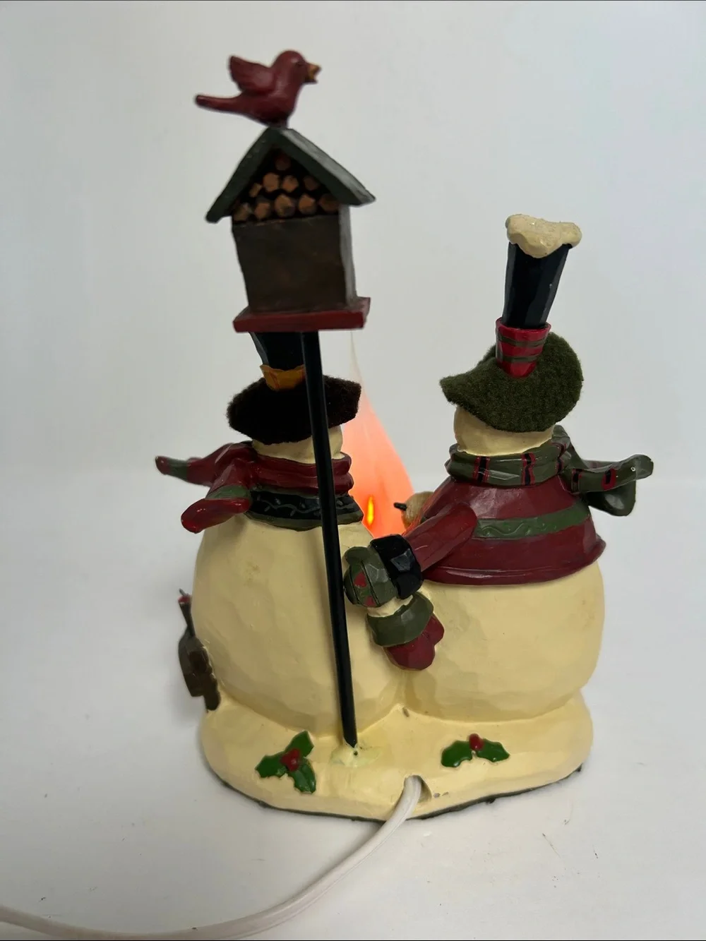 Crazy Mountain Holiday Resin Snowmen & Cardinal Lighted Winter Campfire Decor